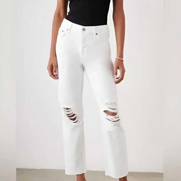 Rails Atwater Slouchy Straight Jeans White Blanche 25W NWT High Rise Boho - Picture 13 of 15
